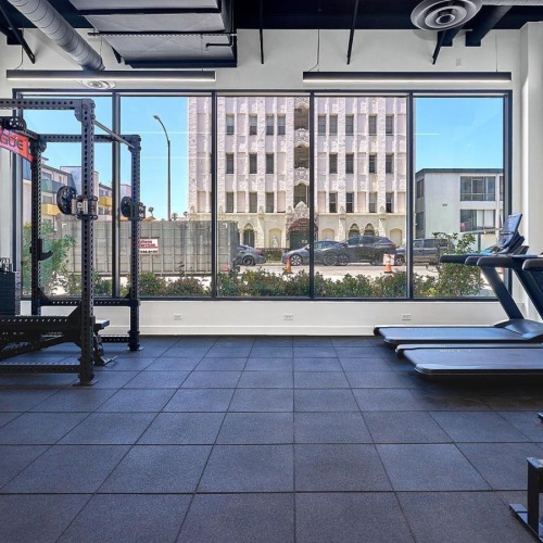 a gym with exercise equipment